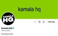 Capture d'écran du compte twiter de Kamala HQ ave le brat green en fond